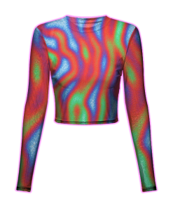 VIBRANT WAVE PATTERNS MESH TOP