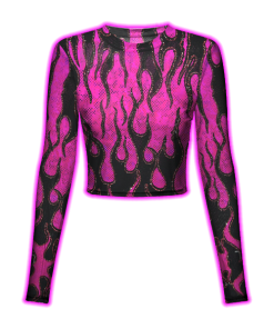 PINK FLAME PATTERN MESH TOP