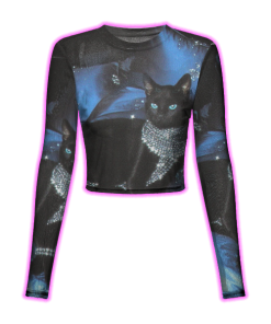 GLAMOROUS BLACK CAT MESH TOP