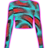 CRIMSON WAVE ILLUSION MESH TOP