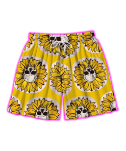 SKULL SUNFLOWERS ALL OVER PRINT SHORTS