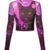 ELEGANT CAT WITH A KNIFE MESH TOP