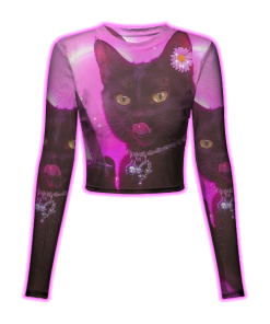 ELEGANT CAT WITH A KNIFE MESH TOP