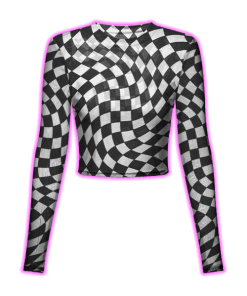 WARPED CHECKERS MESH TOP