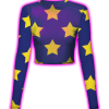 NEON STAR CROP MESH TOP