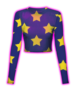 NEON STAR CROP MESH TOP