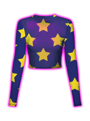 NEON STAR CROP MESH TOP