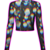 ALIEN GLITCH PATTERN MESH TOP