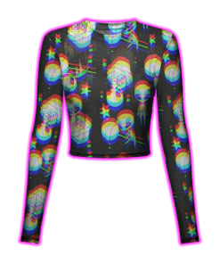 ALIEN GLITCH PATTERN MESH TOP