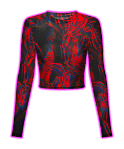 RED ABSTRACT FLAMES MESH TOP