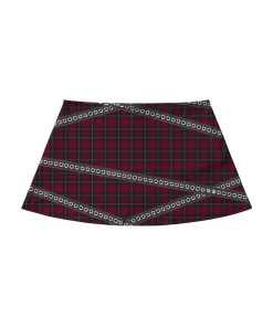PLAID STRAP CLO PRINT MINI SKIRT